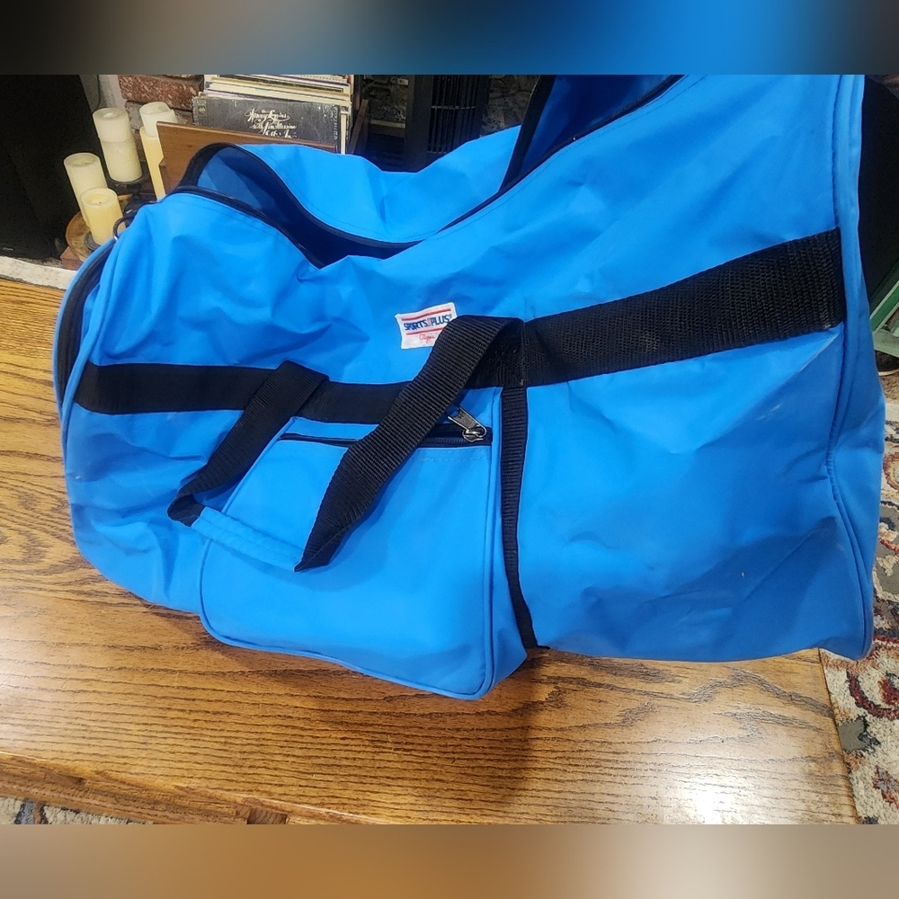 Vintage Olympia Sports Plus bright blue duffel bag